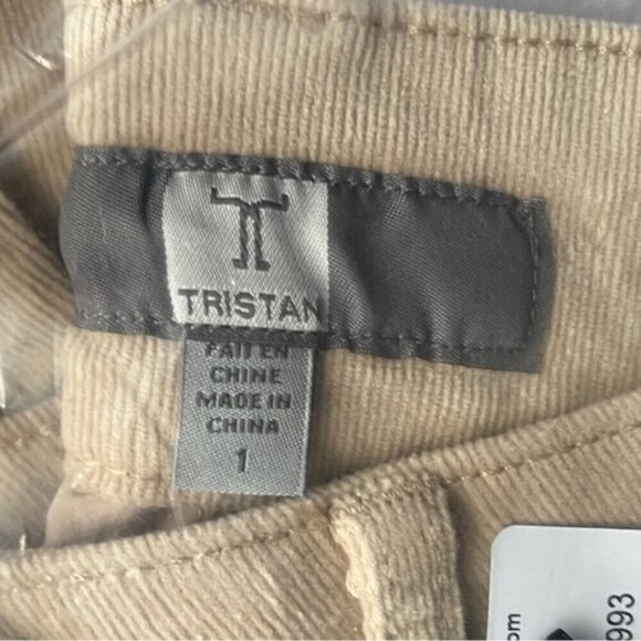 Tristan - Ladies Push Up Zip Up Corduroy Pant - Beige Ciment Stone. Size: 1. - Picture 3 of 8